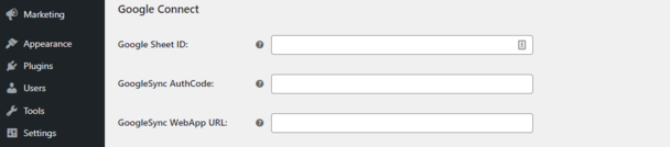 Add your Google Sheet ID, AuthCode, Web app URL.