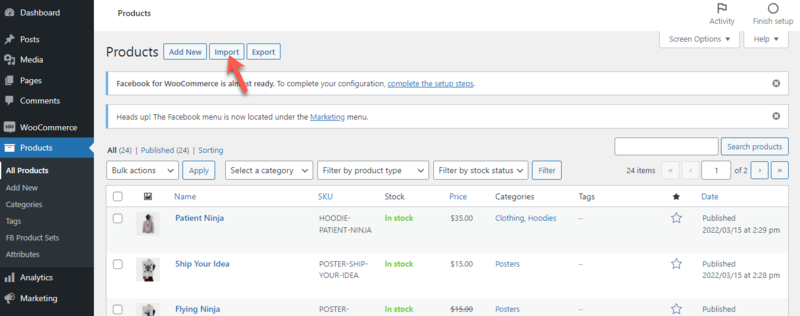 Import products to your WooCommerce store