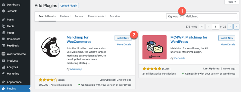 Install Mailchimp for Woocommerce