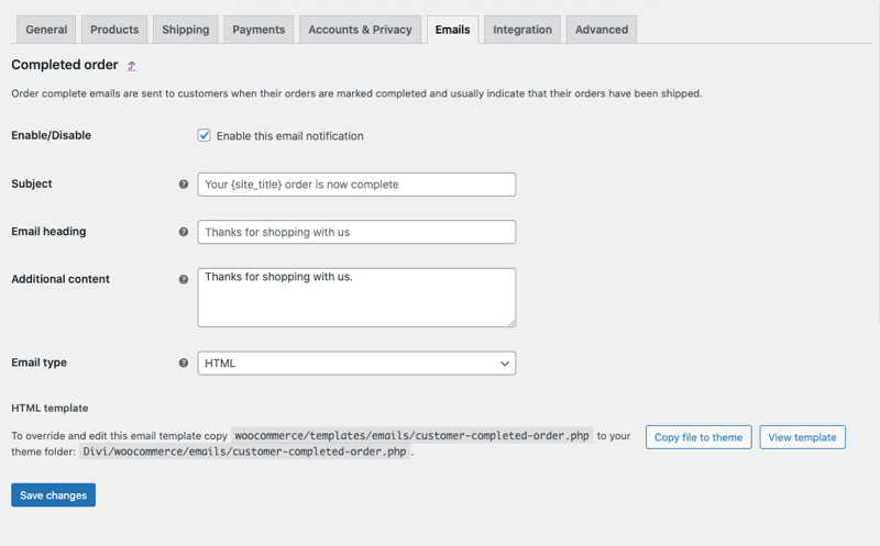 Managing WooCommerce individual email