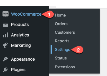 Opening WooCommerce settings