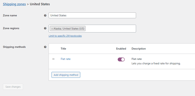 Shipping zone option in WooCommerce