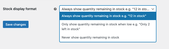 Stock display option to configure for WooCommerce products