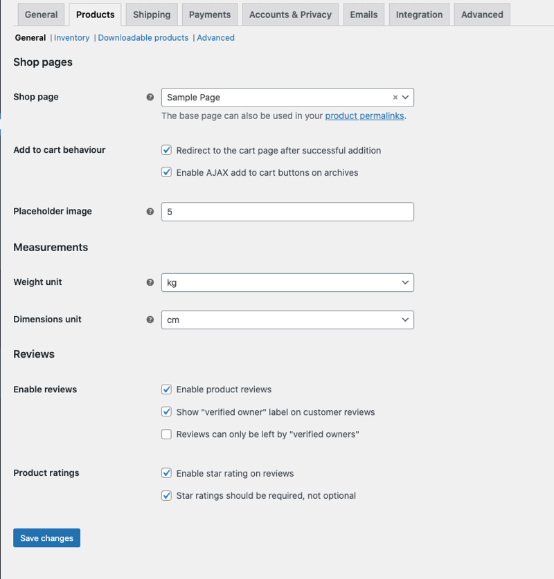 WooCommerce Products Settings