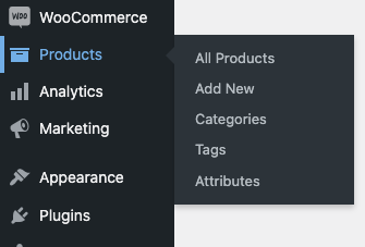 WooCommerce Products menu