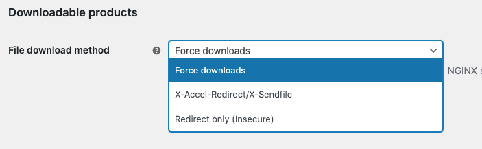 WooCommerce configure product for downloadable products with download method