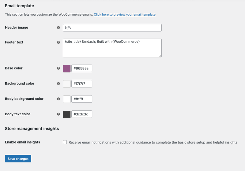 WooCommerce email template options