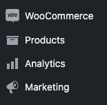 WooCommerce menu items