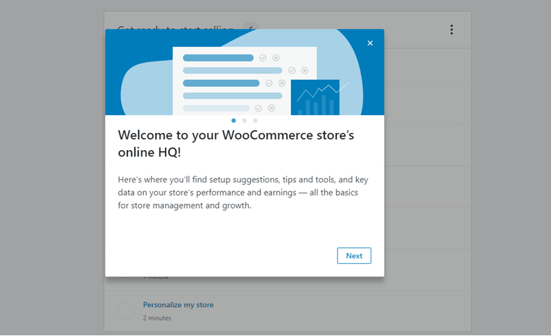 WooCommerce welcome page setup