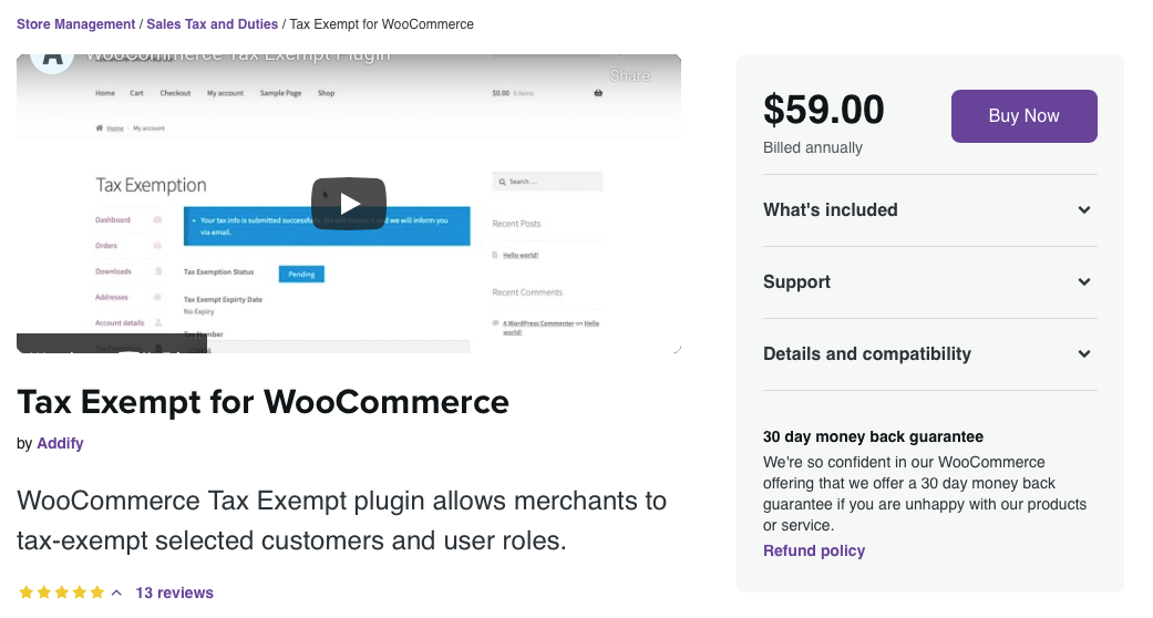Tax exempt for WooCommerce