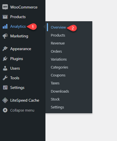 Accessing WooCommerce Overview Tab