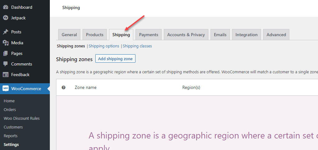 Accessing WooCommerce shipping controls