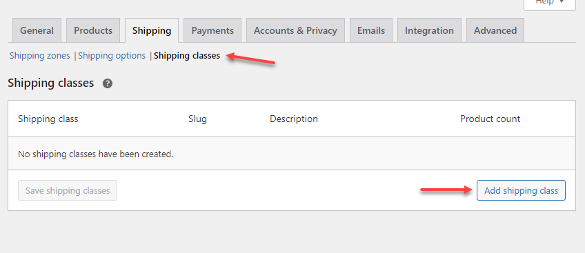 Creating a shipping class in WooCommerce