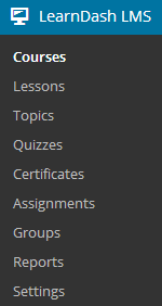 LearnDash Menu in WordPress Dashboard