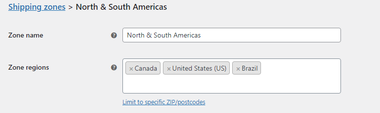 Shipping Zones