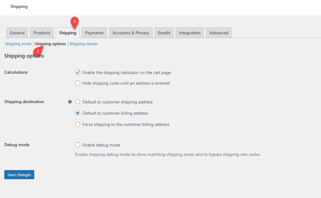 Shipping calculations and shipping destinations in WooCommerce