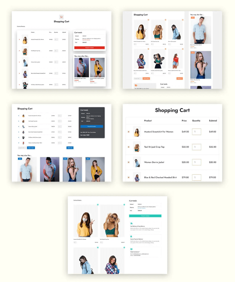 Cart Page layouts of Divi WooCommerce Layouts pack