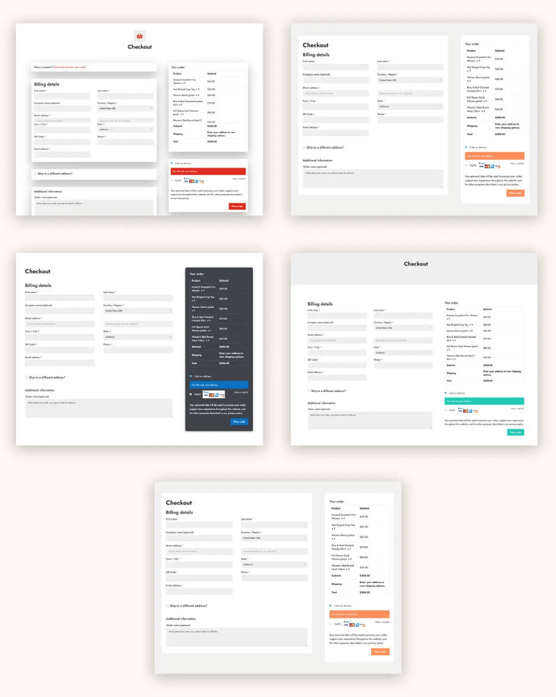 Checkout page templates of Divi WooCommerce Layouts pack