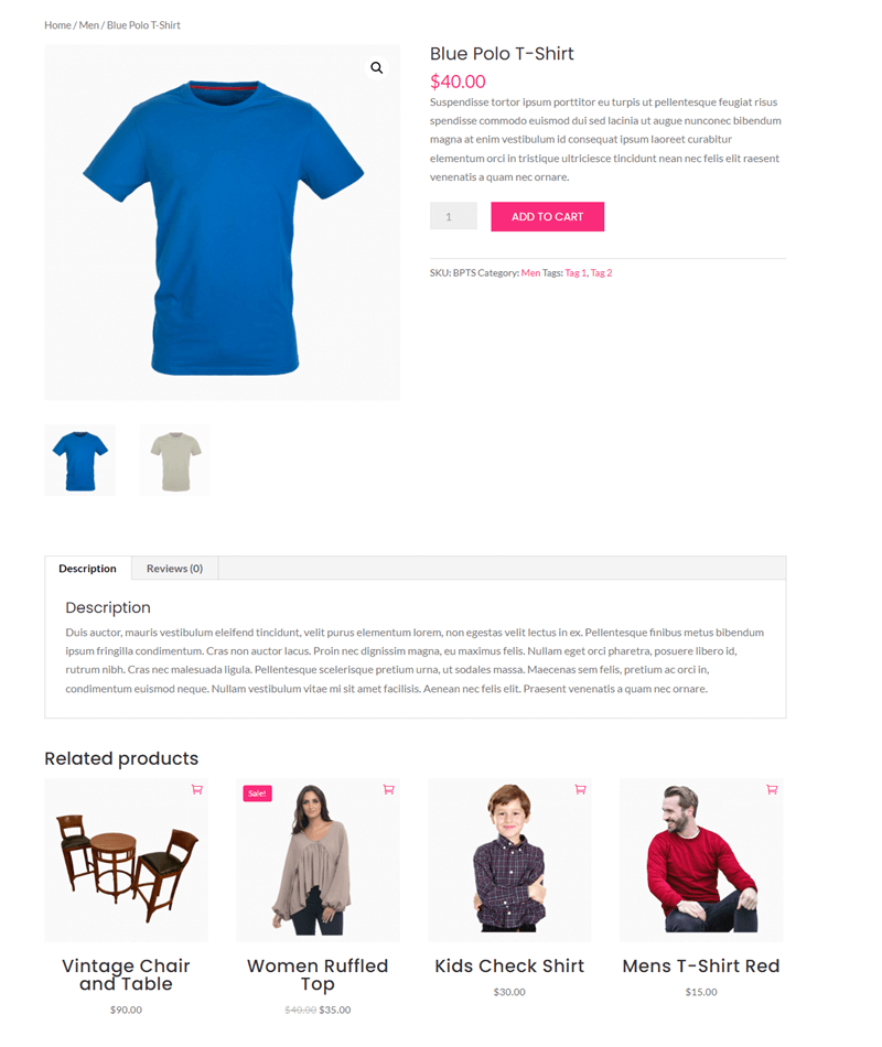 Default look of Divi WooCommerce Product Page