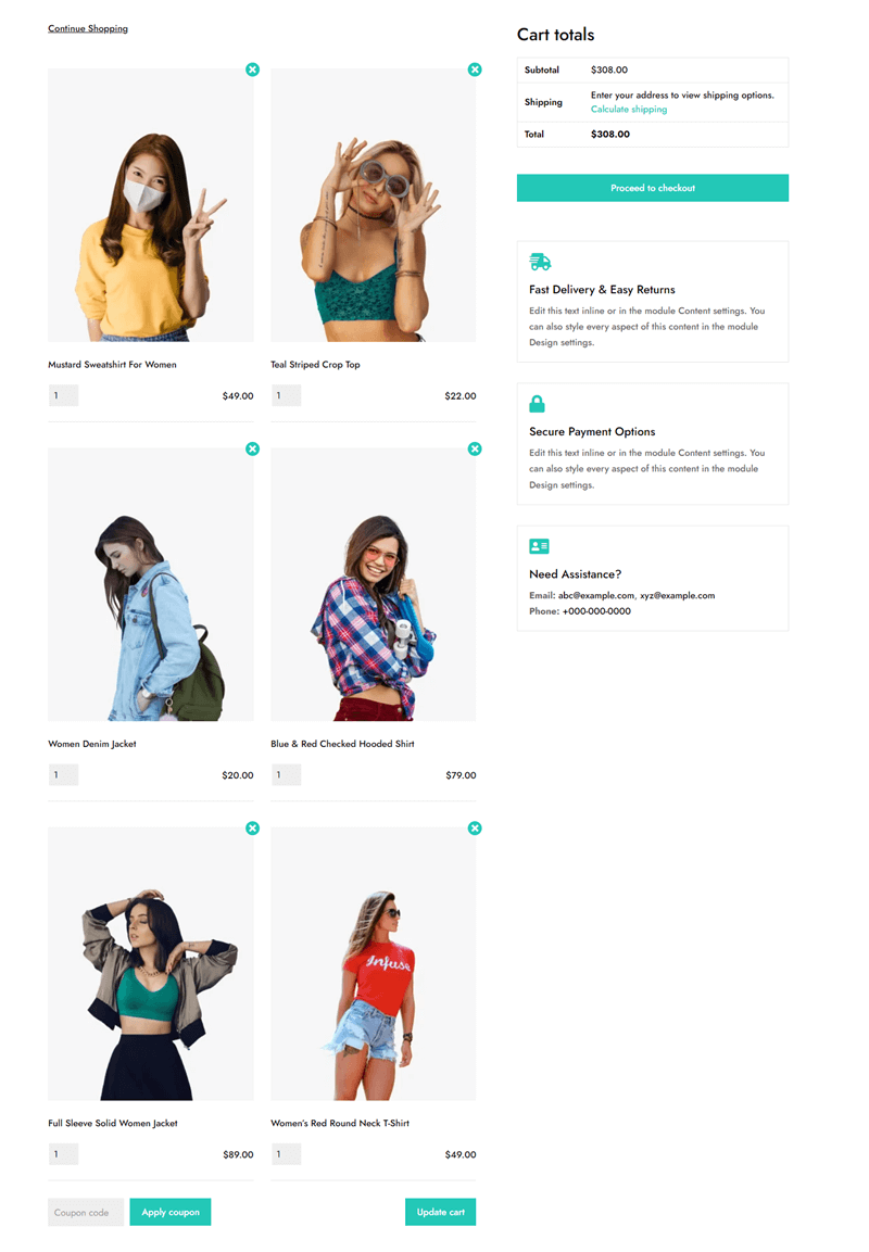 Single Cart Page Layout from Divi Layouts for WooCommerce pack