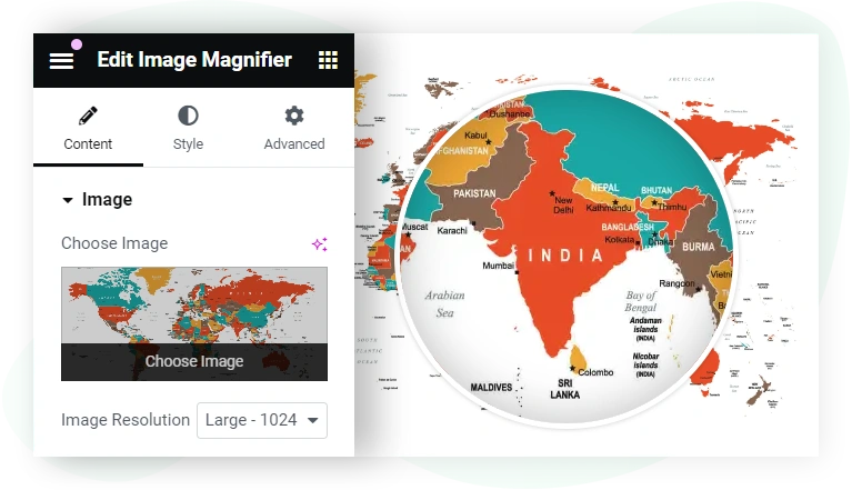 Image magnifier widget for Elementor