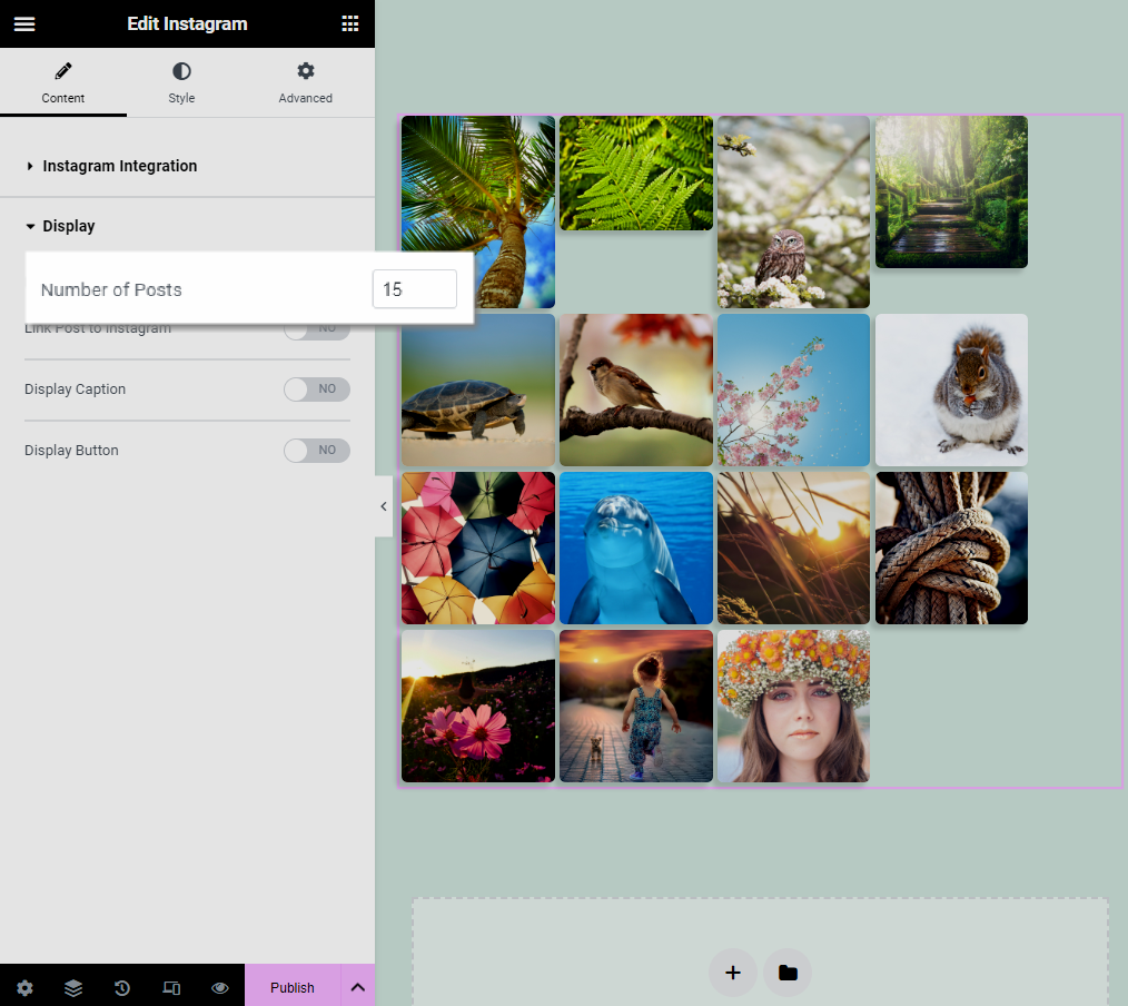 Customize WPMozo Instagram feed for Elementor