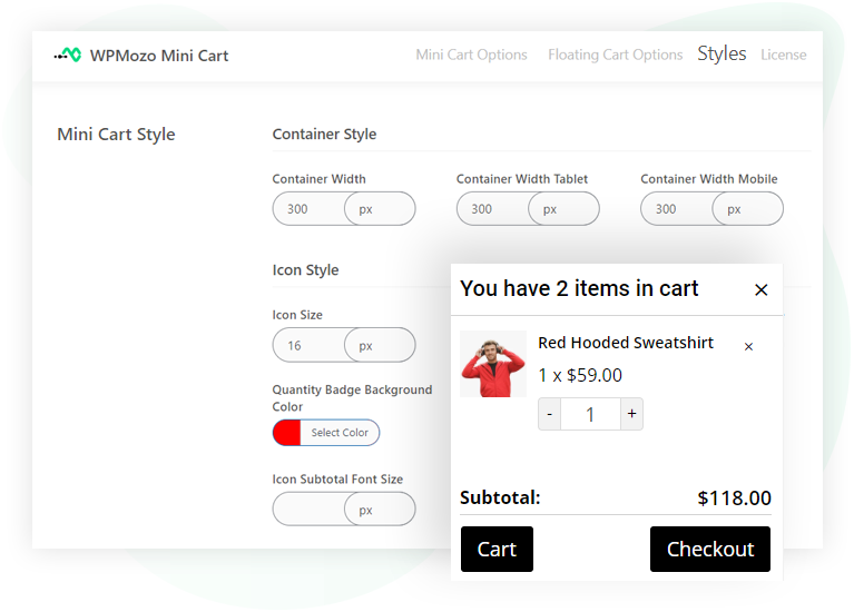Styling options for mini cart elements