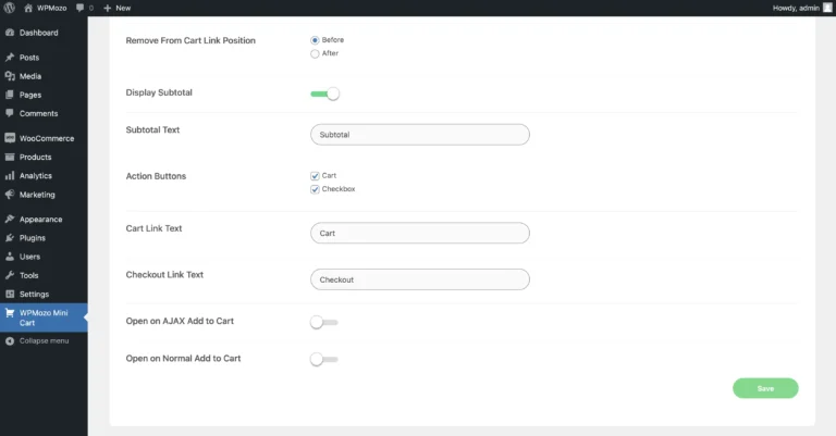 WPMozo mini cart for WooCommerce