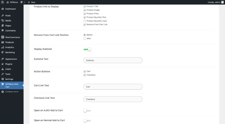WPMozo mini cart for WooCommerce