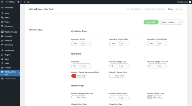 WPMozo mini cart for WooCommerce