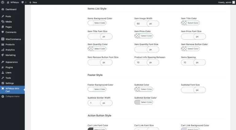 WPMozo mini cart for WooCommerce