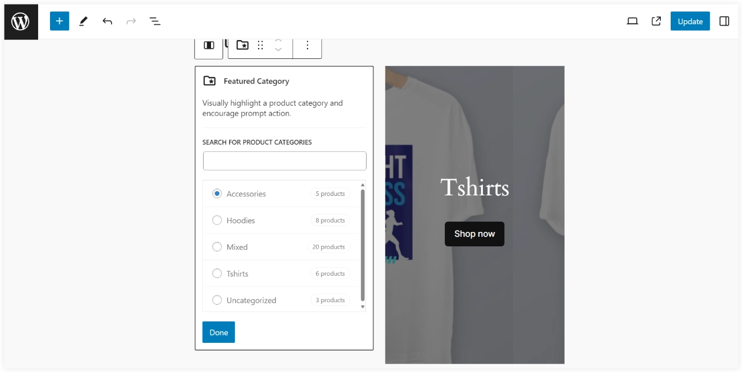 Add a shop page in WooCommerce using Gutenberg