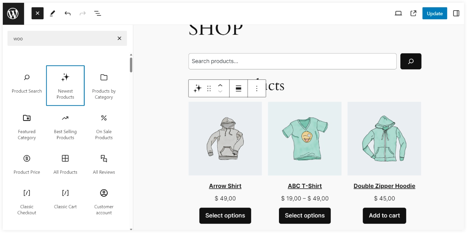 Newest products WooCommerce block for Gutenberg