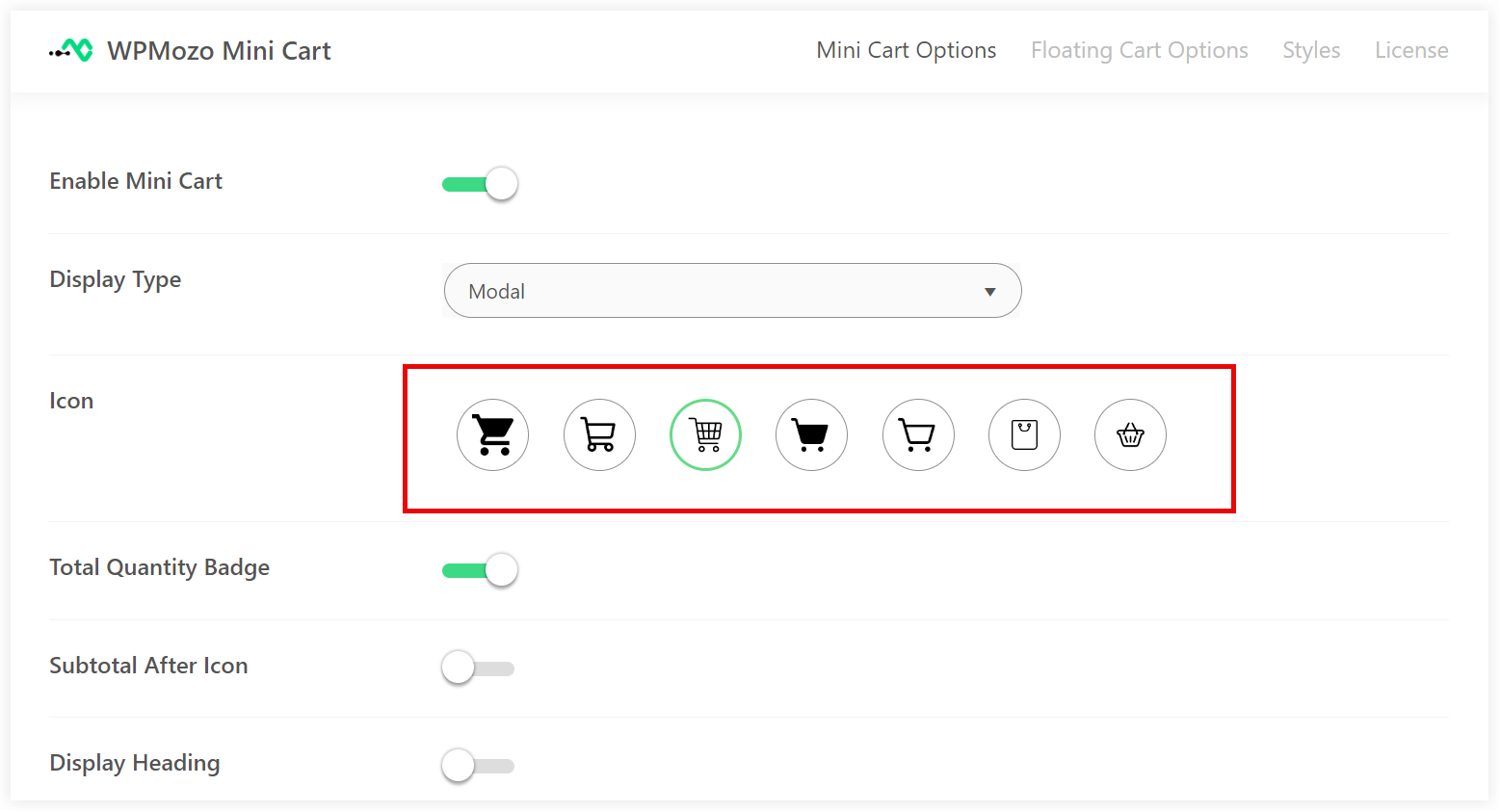Mini cart icon for WooCommerce