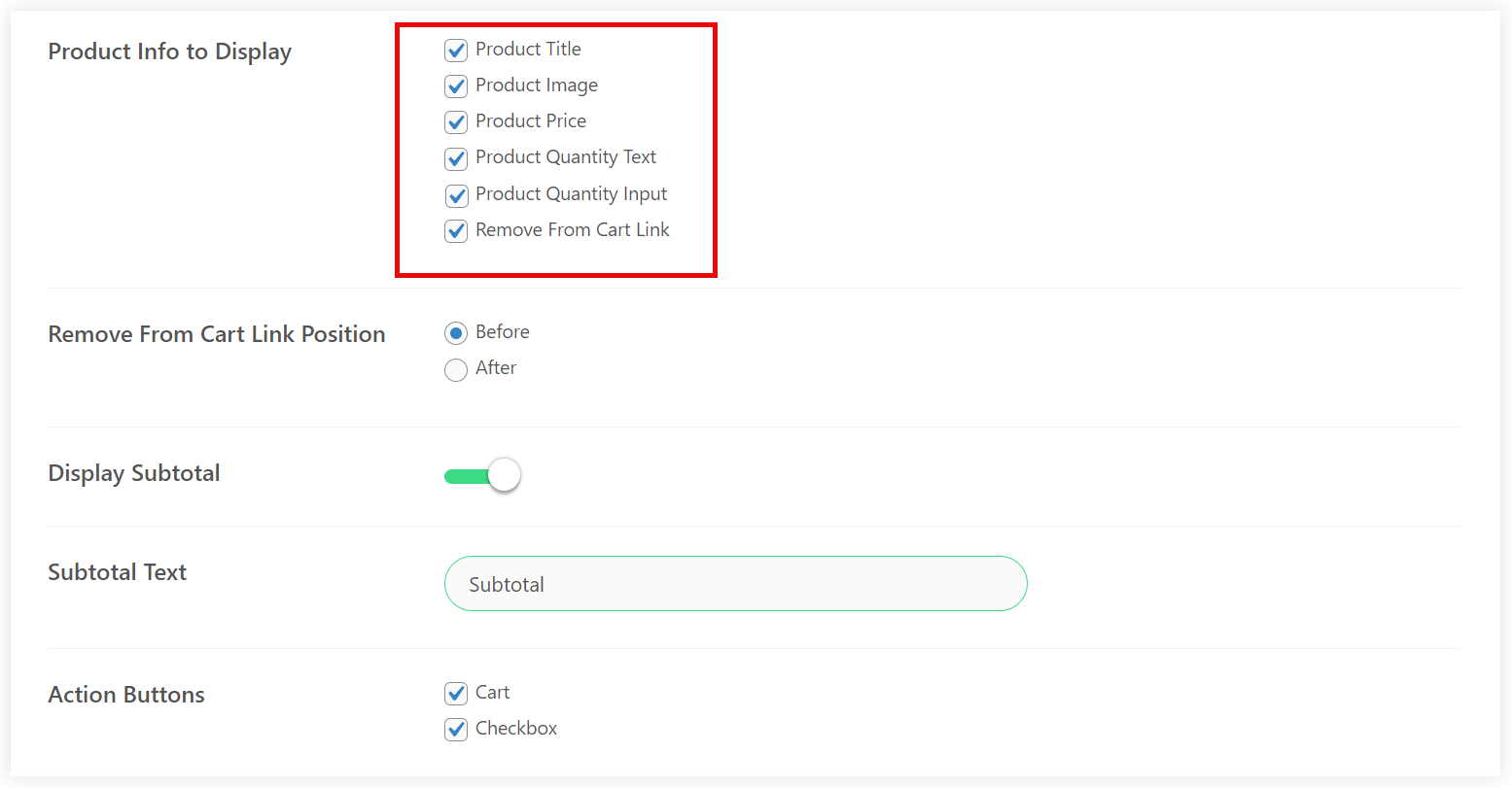 Display product details on mini cart 