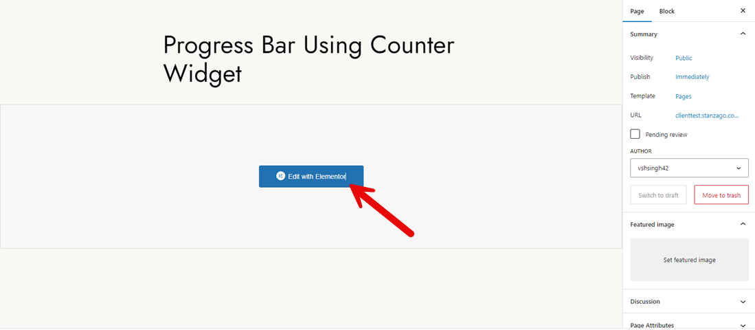 Edit with Elementor option for progress bar