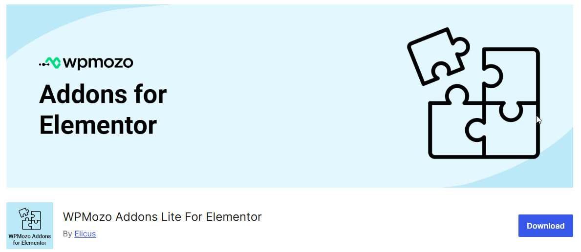 WPMozo Addons Lite for Elementor plugin in repository