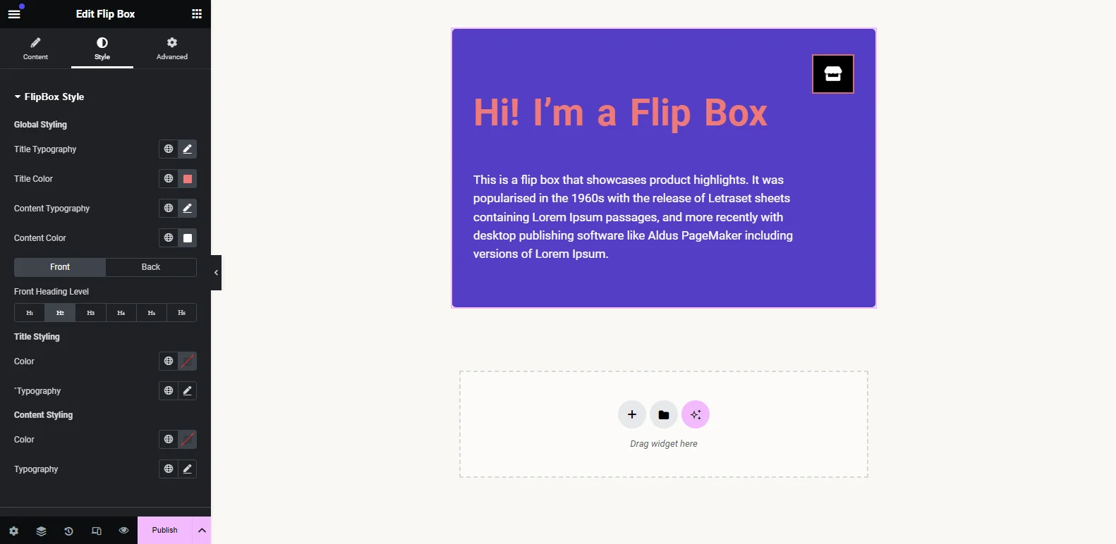 Flip box with customized content