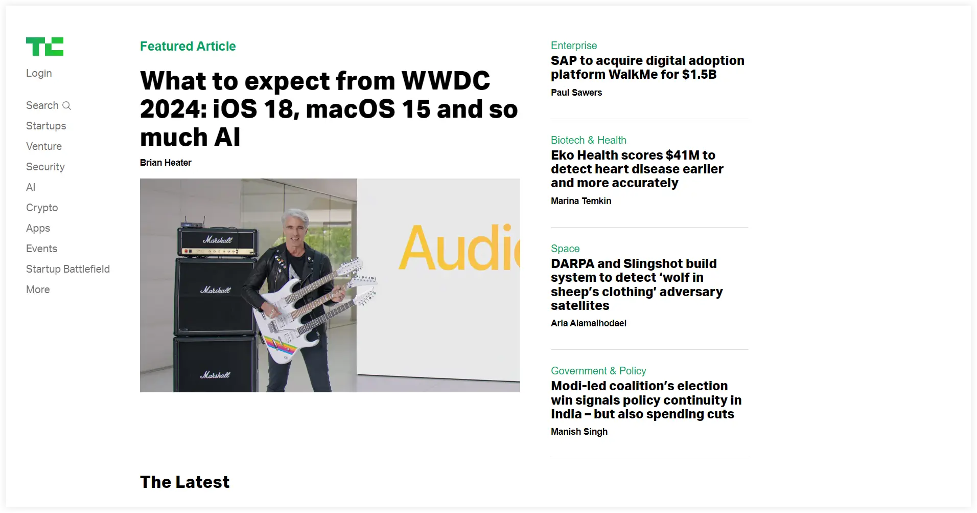 Techcrunch as example of Headless WP