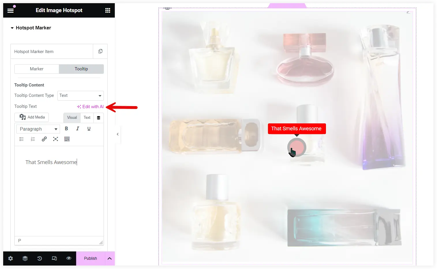 Elementor image hotspot tooltip with AI