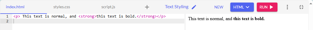 Bold text in html example