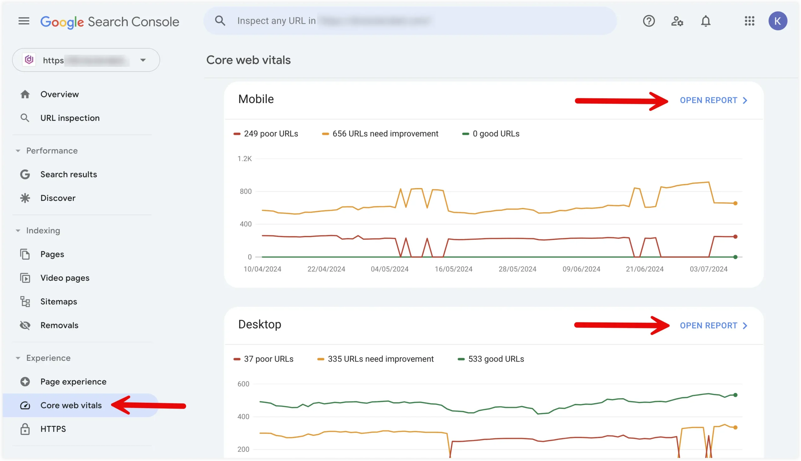 Use Google search console to analyze CLS