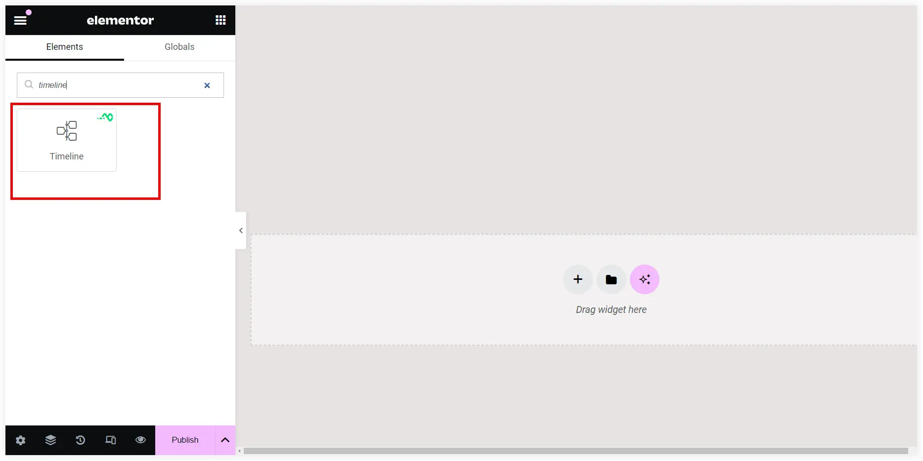 Search Elementor timeline widget