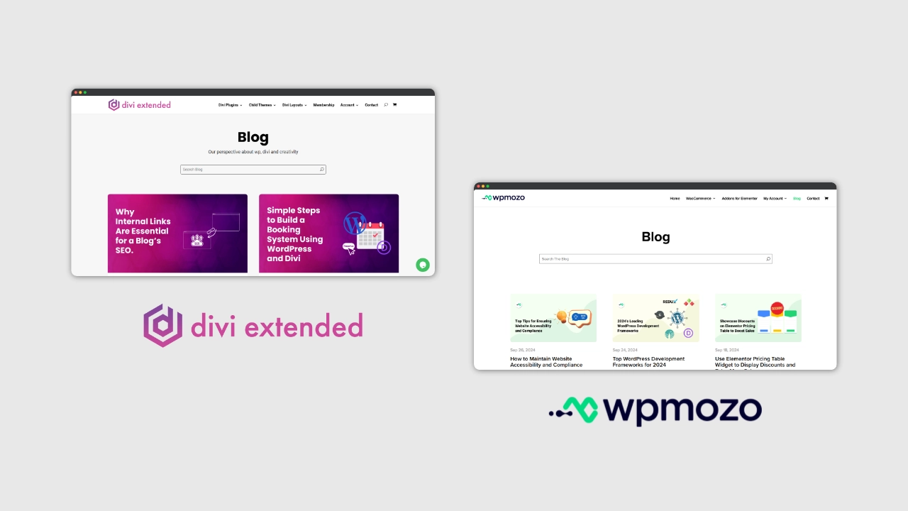 WordPress blogs by Divi Extended and WPMozo.