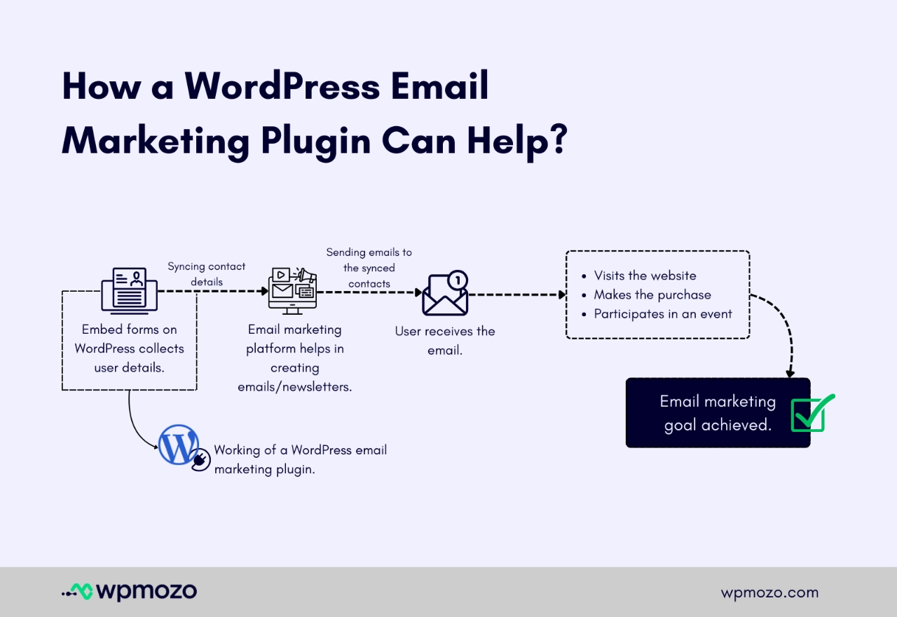 Working of a WordPress email marketing plugin.