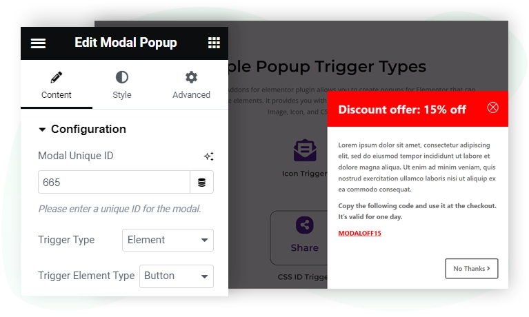 WPMozo Elementor modal popup