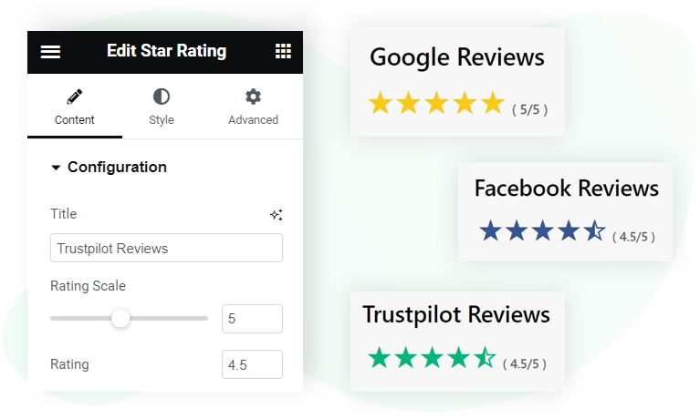 WPMozo Elementor star rating