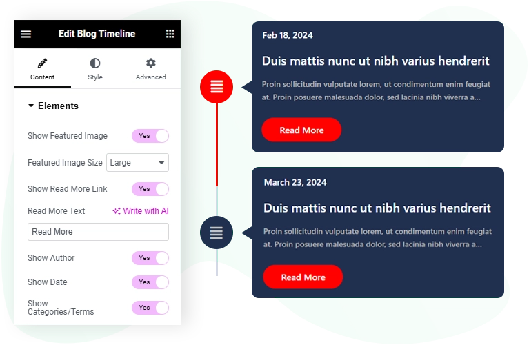 Elementor Blog Timeline