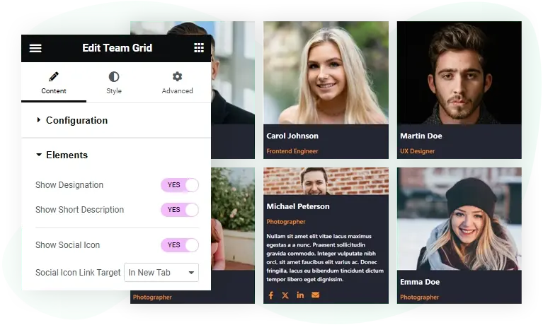 Elementor Team Grid