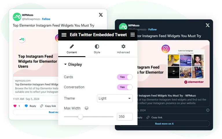 Elementor Twitter Embedded Tweet
